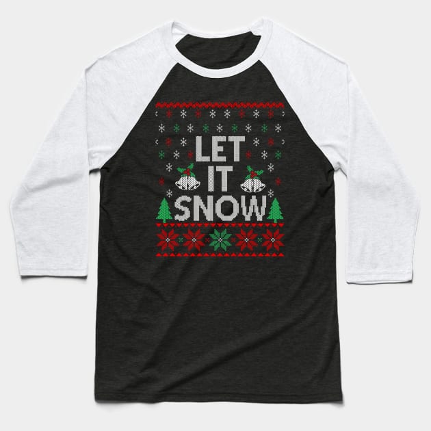 Let It Snow Baseball T-Shirt by MZeeDesigns